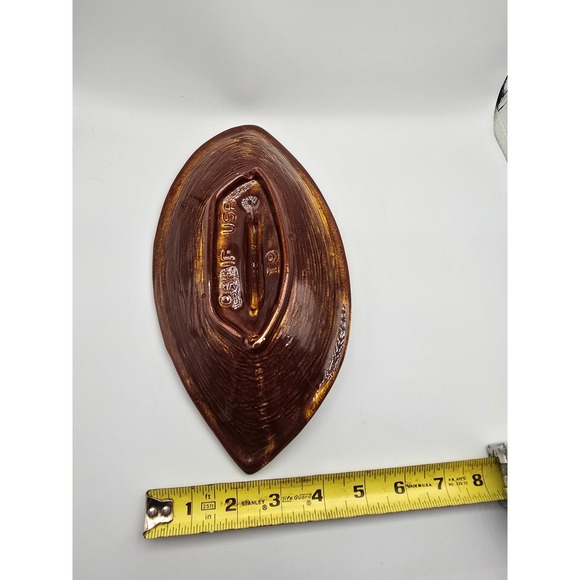 Vintage California Pottery MCM Ashtray 10" Abstract Geometric Leaf Ceramic Dish - Picture 11 of 11